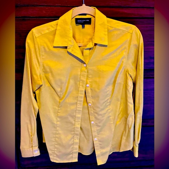 Jones New York yellow  Button Down Blouse - Picture 2 of 6